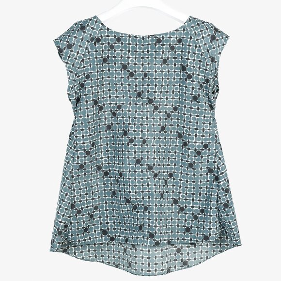 Marni Teal Geometric-Printed Cap-Sleeve Blouse - Picture 2 of 10